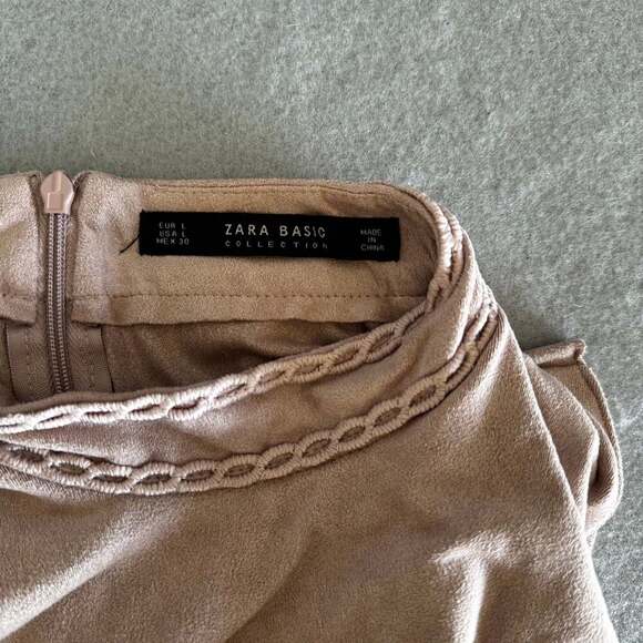 Zara Basic Collection Sleeveless Tiered Ruffle Faux Suede Dress - Picture 7 of 10